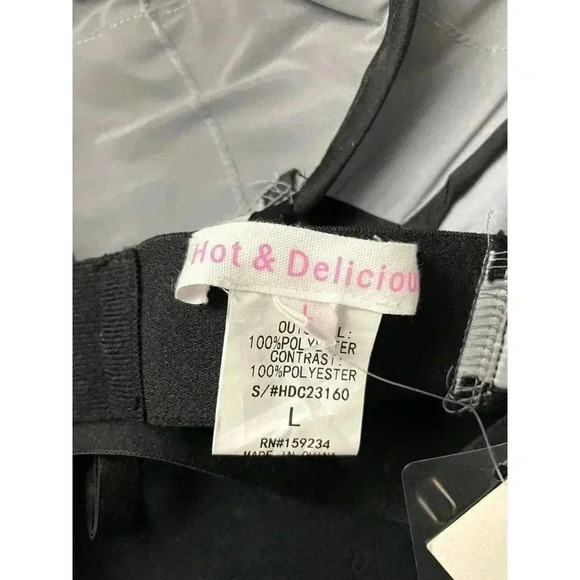 NWT Hot & Delicious Reflective Bra Top Large Gray Black Women's - Picture 5 of 13
